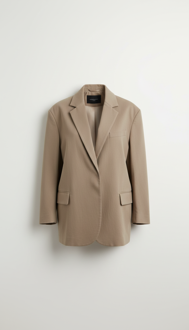 Modern Taupe Oversized Cotton Blazer