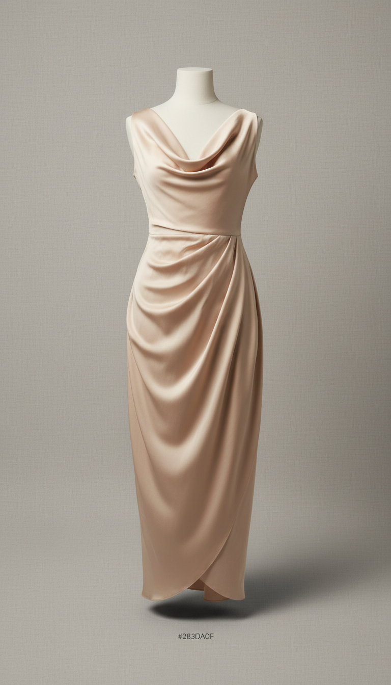 Soft Sand Silk Drape Dress