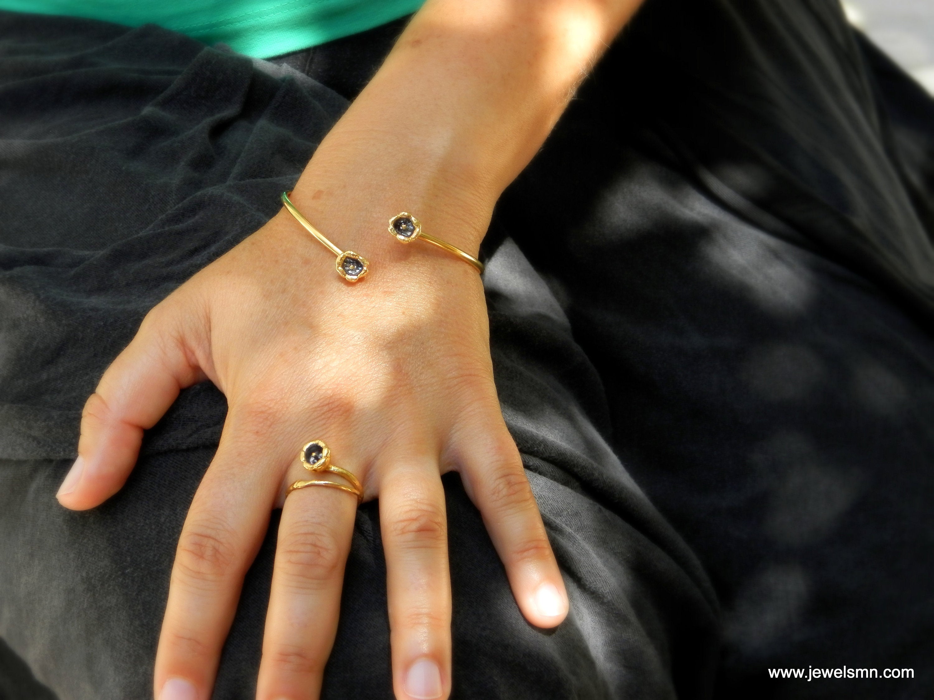 Real Lily of the Valley Gold Ring, Handmade Nature Jewelry, Organic Nature Band, Gift for Purity & Happiness, 14K Gold Plated Sterling Silver 925