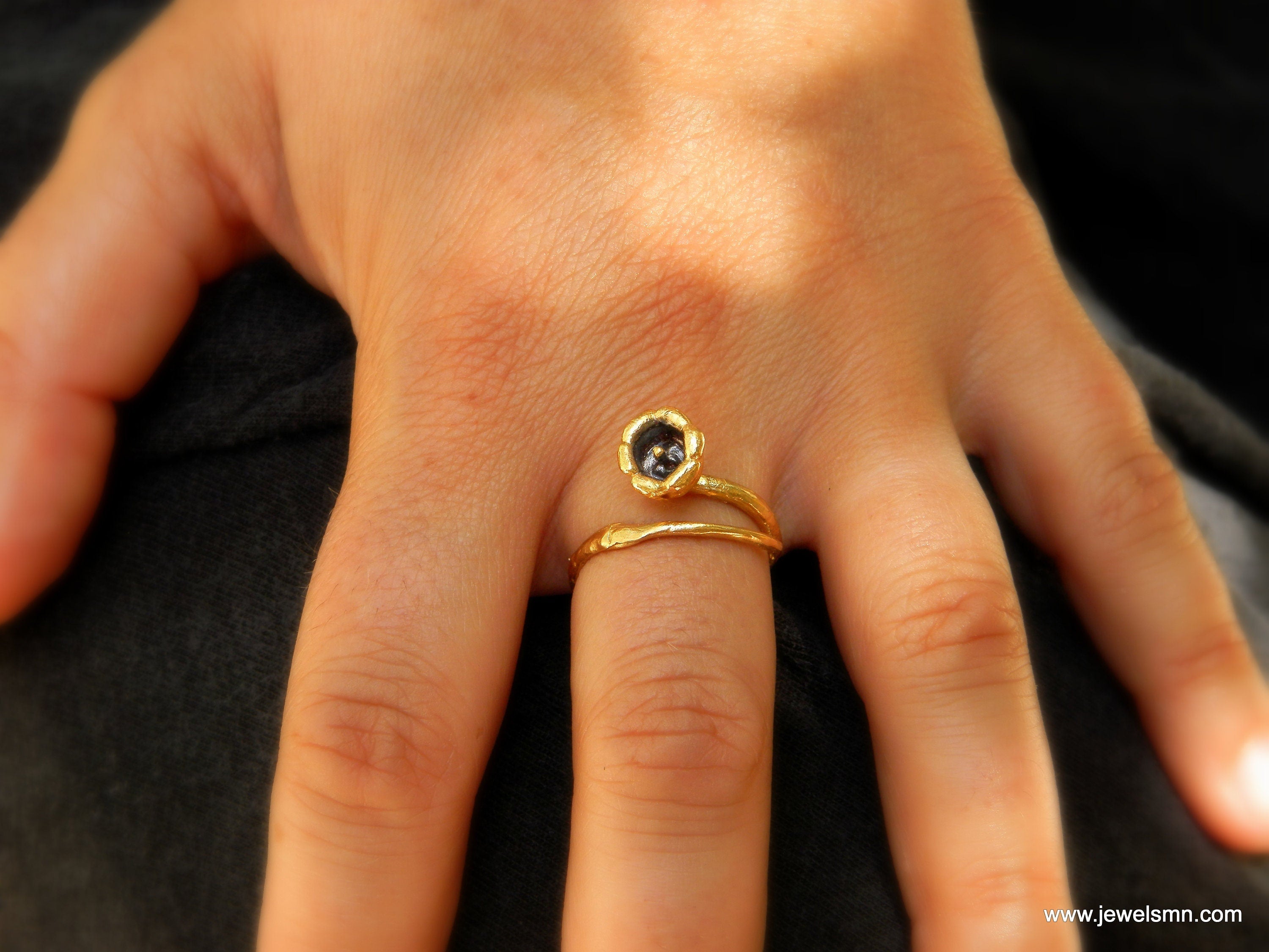 Real Lily of the Valley Gold Ring, Handmade Nature Jewelry, Organic Nature Band, Gift for Purity & Happiness, 14K Gold Plated Sterling Silver 925