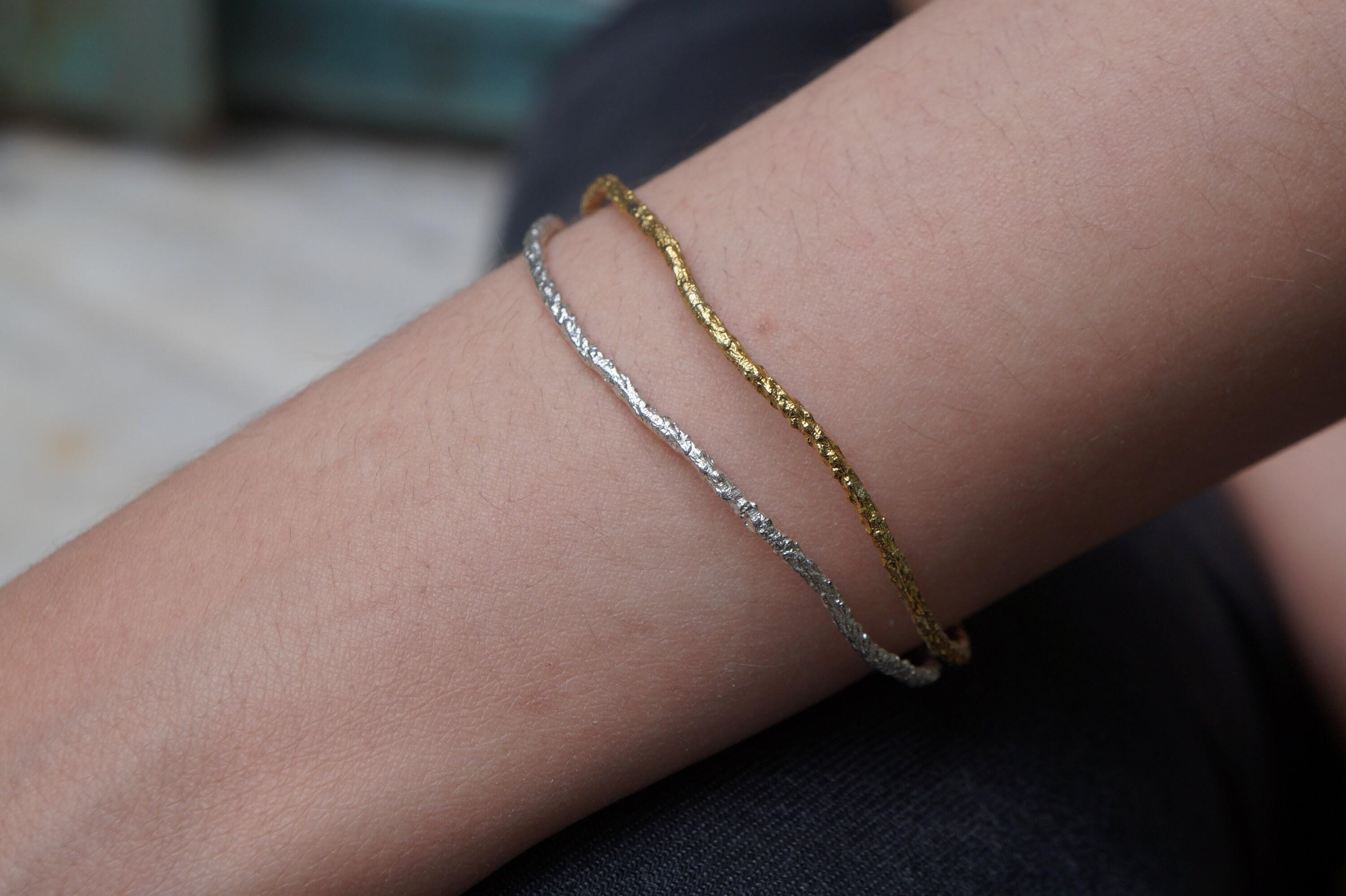 Real Pine Branch Bracelet, Handmade Minimalist Jewelry, Organic Boho Cuff, Gift for Luck & Health, Eco Sustainable Brass