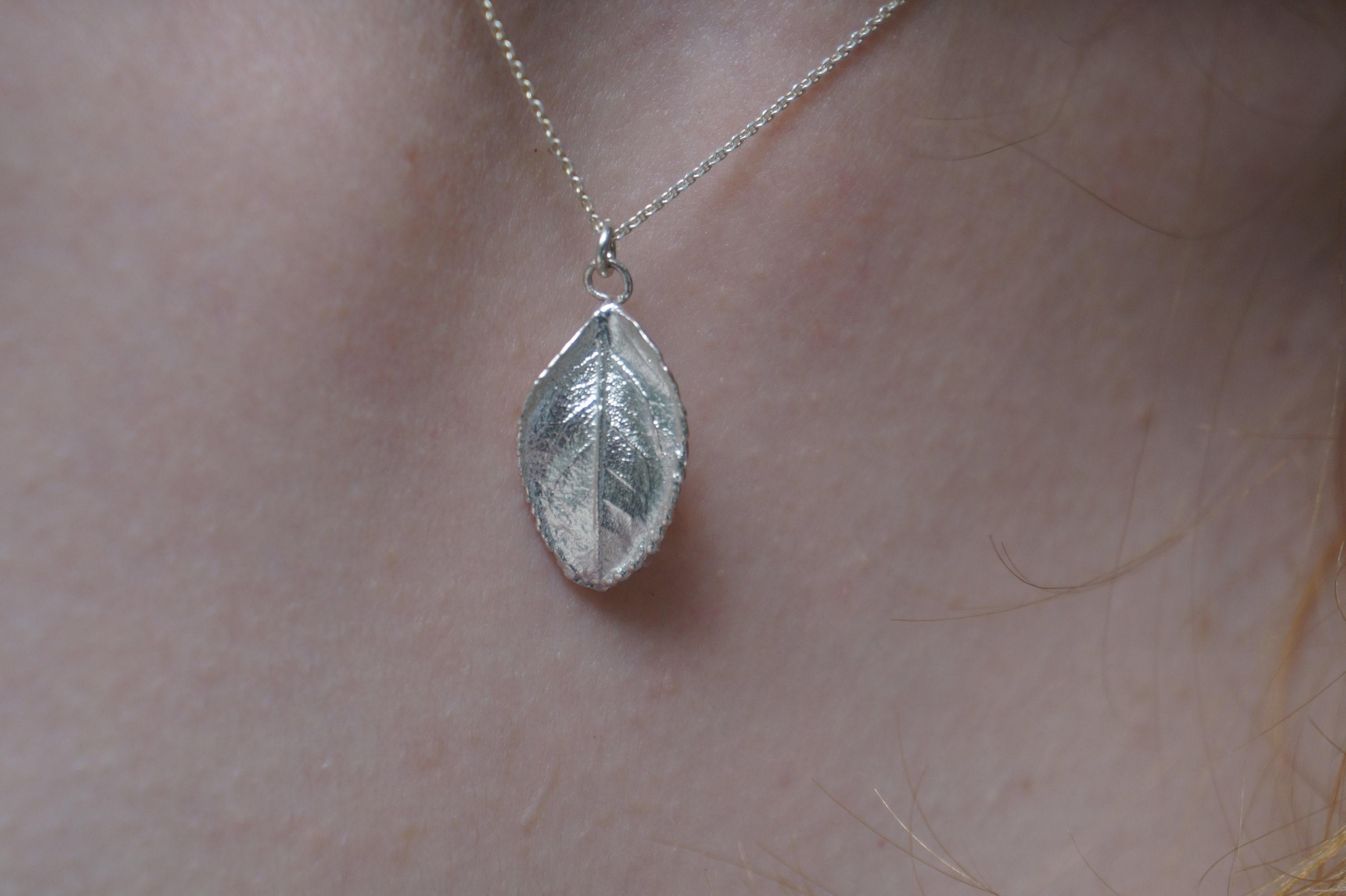Real Rose Leaf Necklace, 14K Gold Plated Sterling Silver 925 Dainty Pendant, Handmade Minimalist Jewelry Gift, Birthday Gift for Women