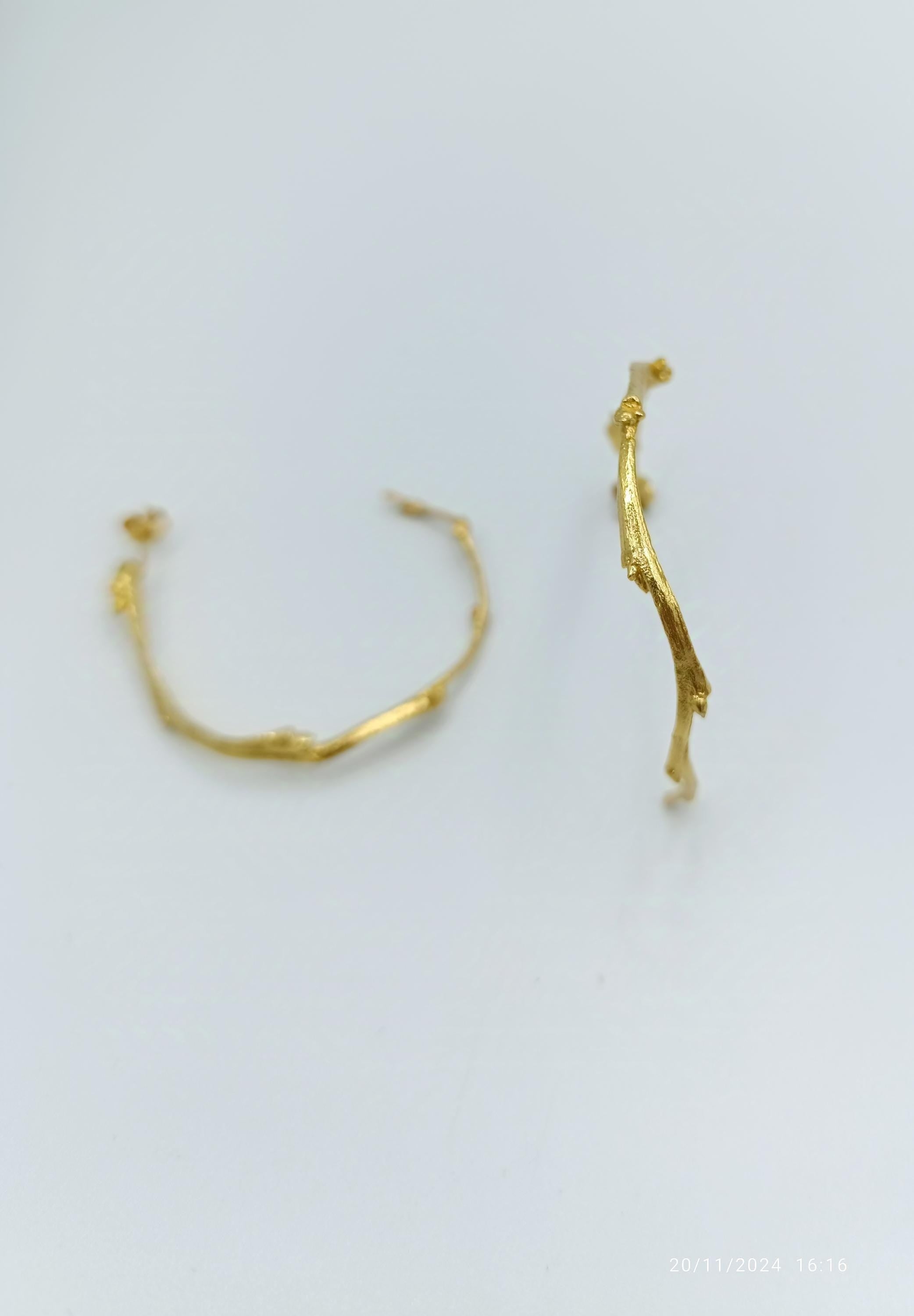 Real Olive Branch Gold Stud Earrings, Handmade Minimalist Jewelry, Organic Nature Studs, Gift for Peace & Protection, Gold or Sterling Silver 925
