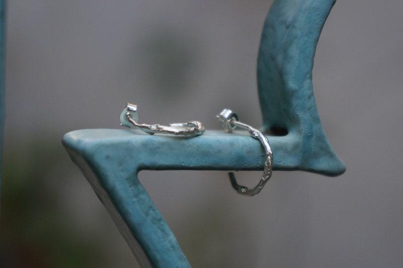 Real Olive Branch Gold Hoop Earrings, Handmade Nature Jewelry, Organic Botanical Hoops, Gift for Peace & Protection, 14K Gold Plated Sterling Silver 925