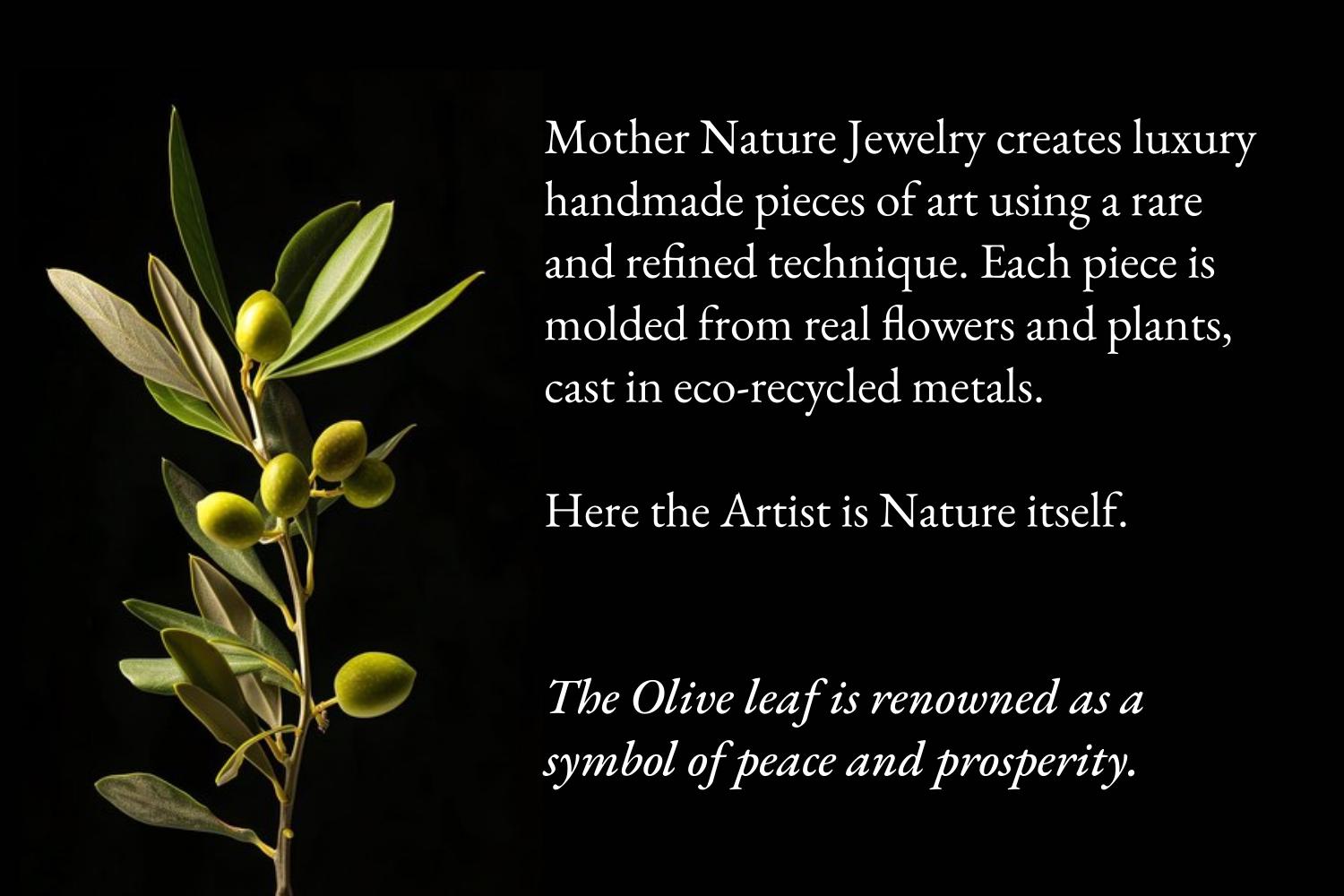 Handmade Olive Leaf and blossom Bracelet for Women. Recycled Sterling Silver 925 Unique and Luxury jewellery.