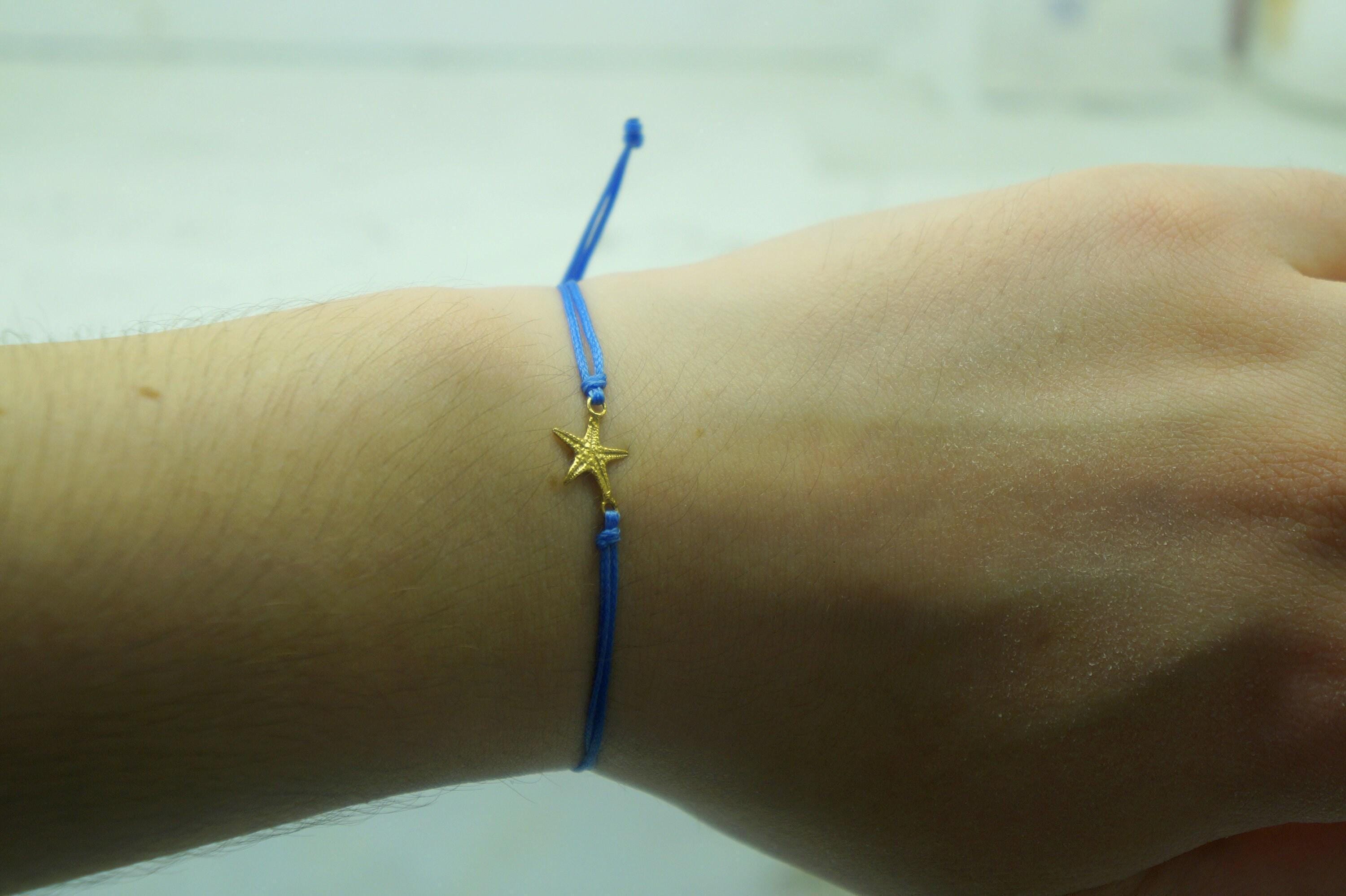 Sterling Silver 14K Goldplatedplated Real starfish cord bracelet. Adjustable Real sea starfish Dainty bracelet Valentines day gift.
