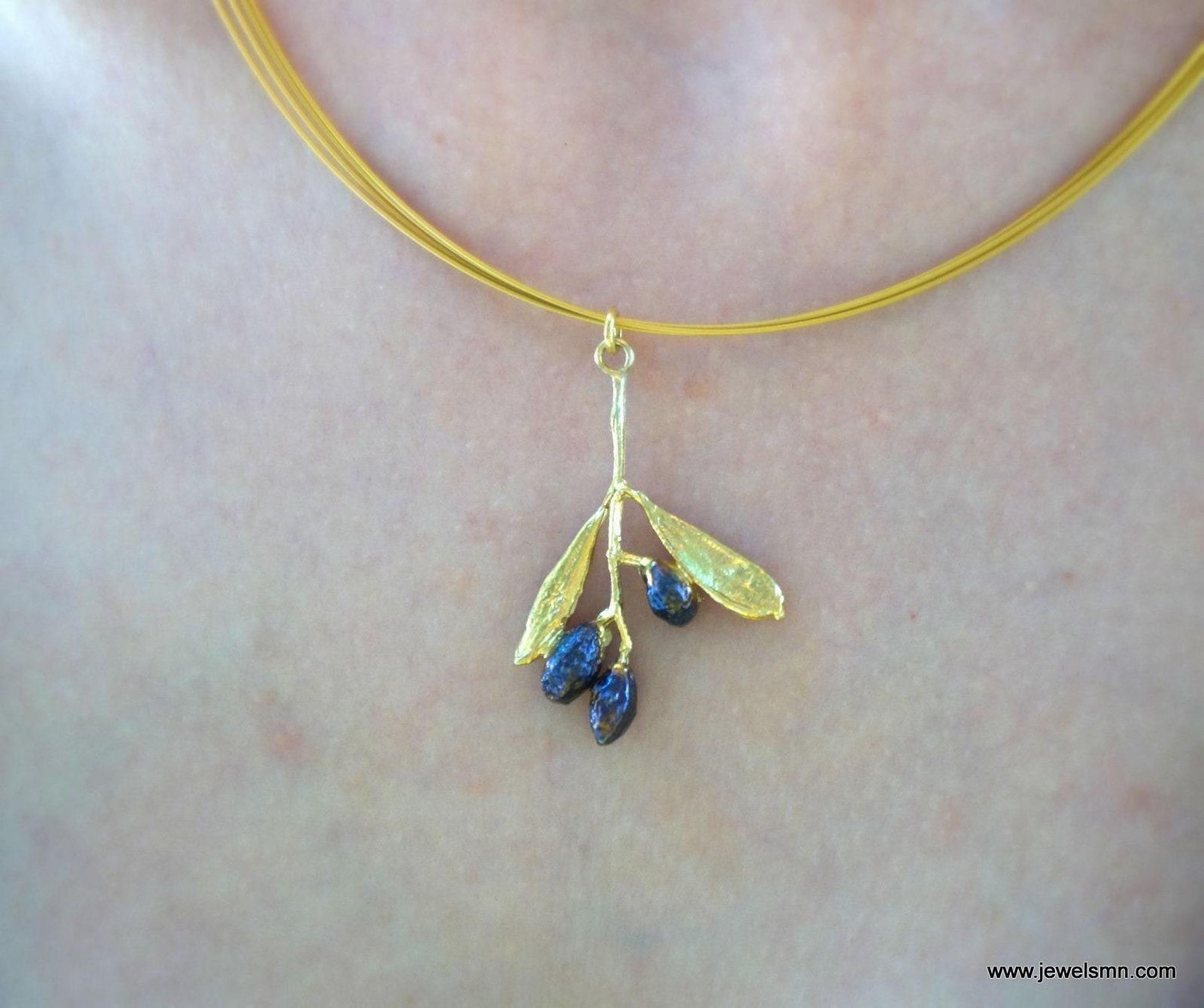 Real Olive Necklace, 14K Gold Plated Brass Pendant, Handmade Minimalist Jewelry Gift, Gift for Women, Nature Inspired Boho Necklace