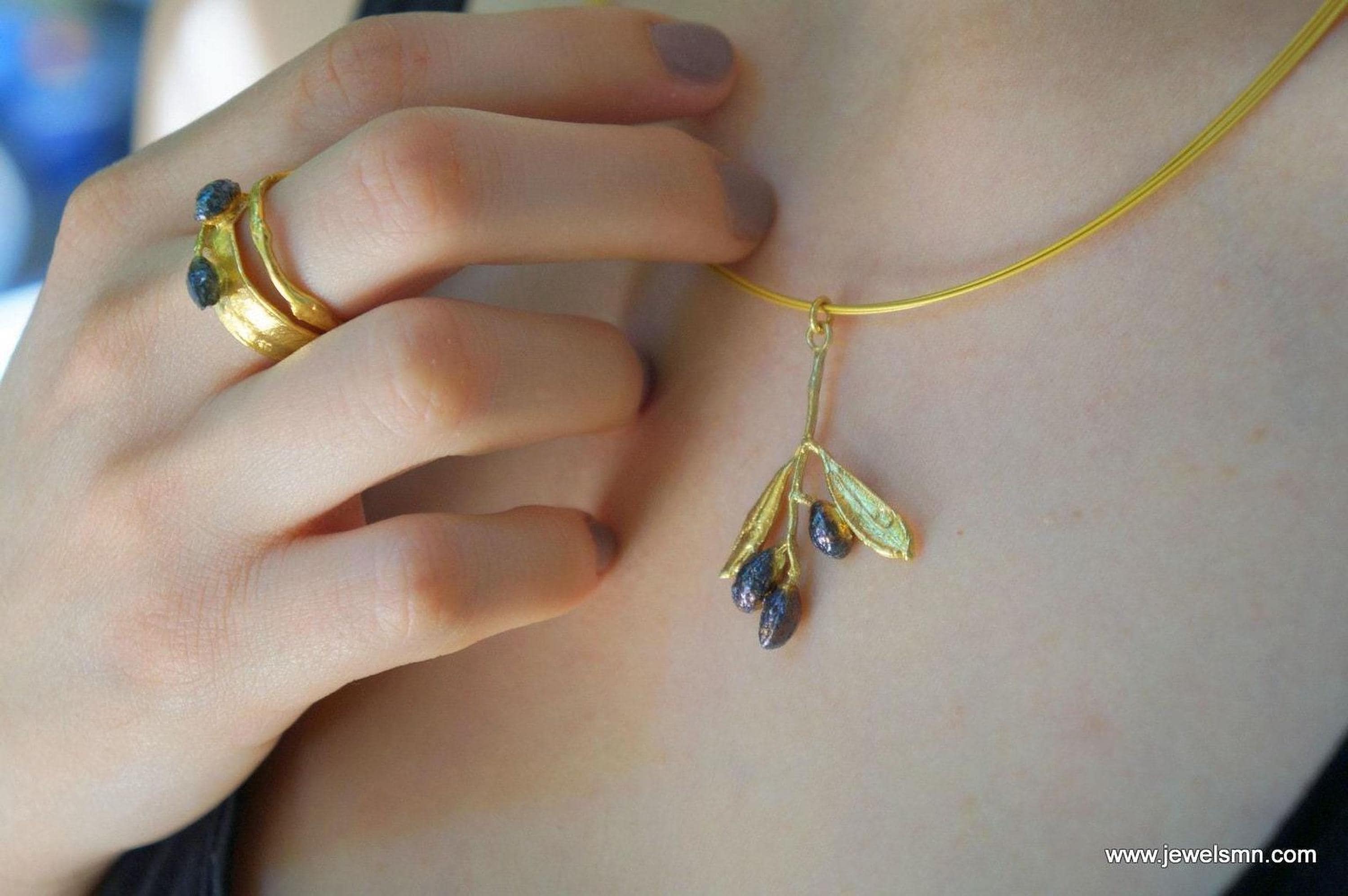 Real Olive Necklace, 14K Gold Plated Brass Pendant, Handmade Minimalist Jewelry Gift, Gift for Women, Nature Inspired Boho Necklace