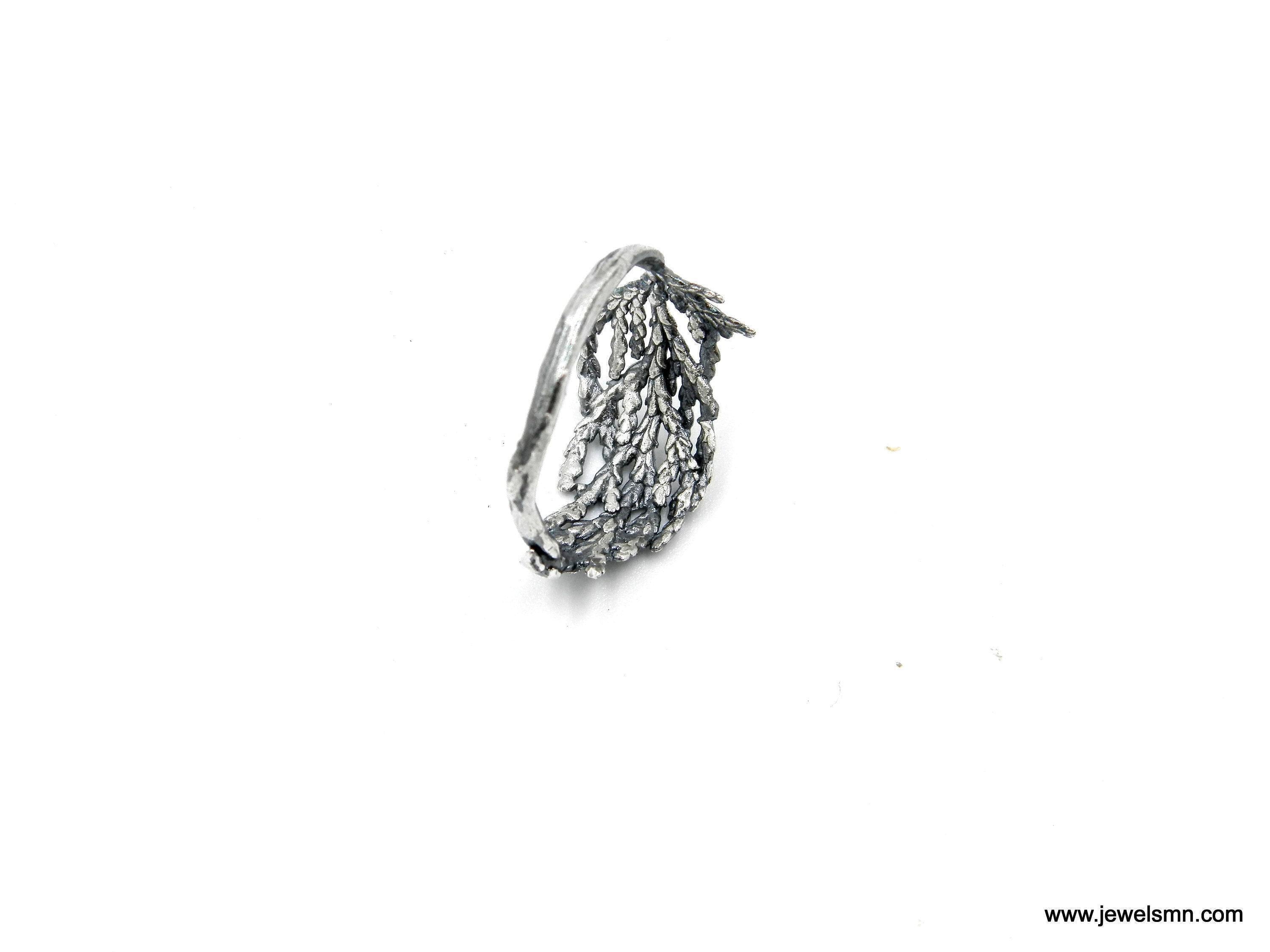 Real Juniper Branch Silver Ring, Handmade Minimalist Jewelry, Organic Forest Band, Gift for Health & Resilience, Sterling Silver 925
