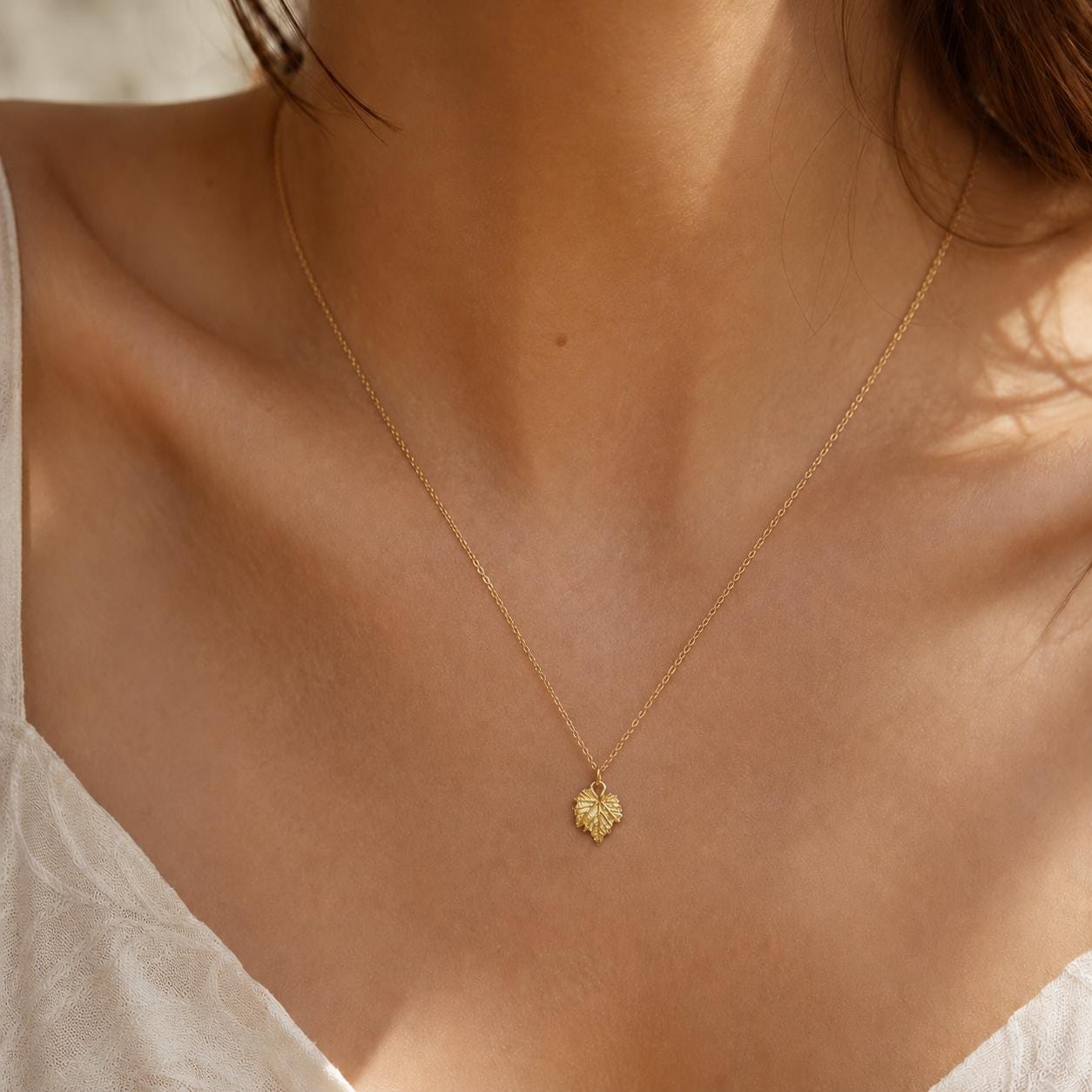Real Vine Leaf Necklace, Handmade Minimalist Jewelry, Dainty Organic Pendant, Gift for Wealth & Health, Sterling Silver 925