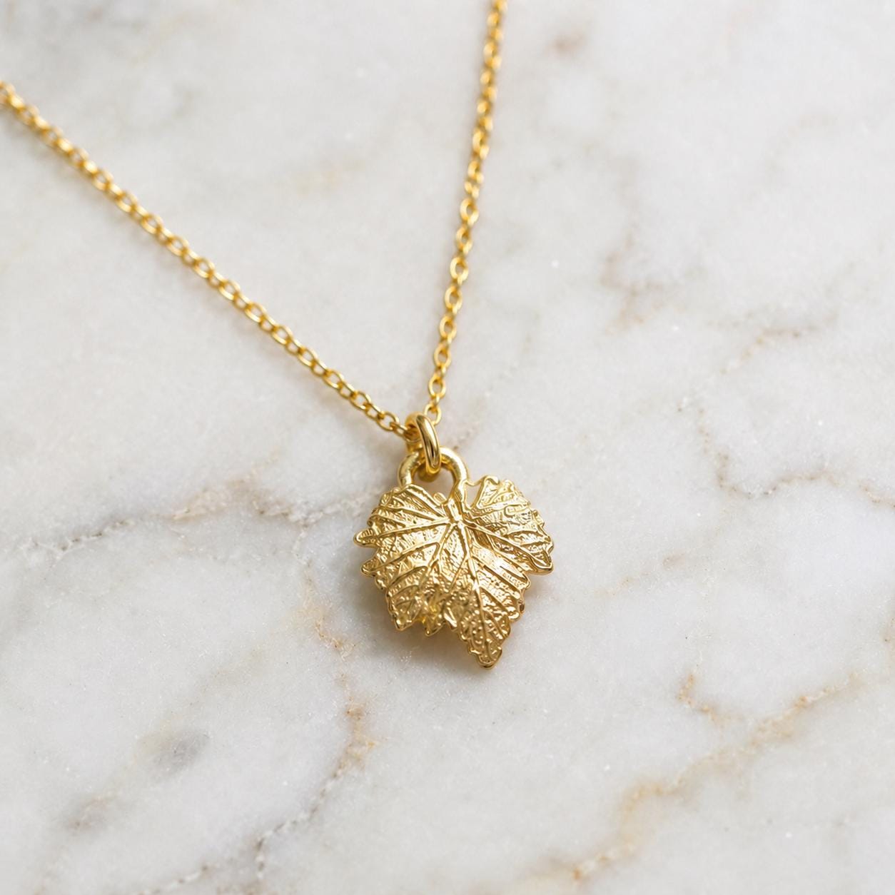 Real Vine Leaf Necklace, Handmade Minimalist Jewelry, Dainty Organic Pendant, Gift for Wealth & Health, Sterling Silver 925