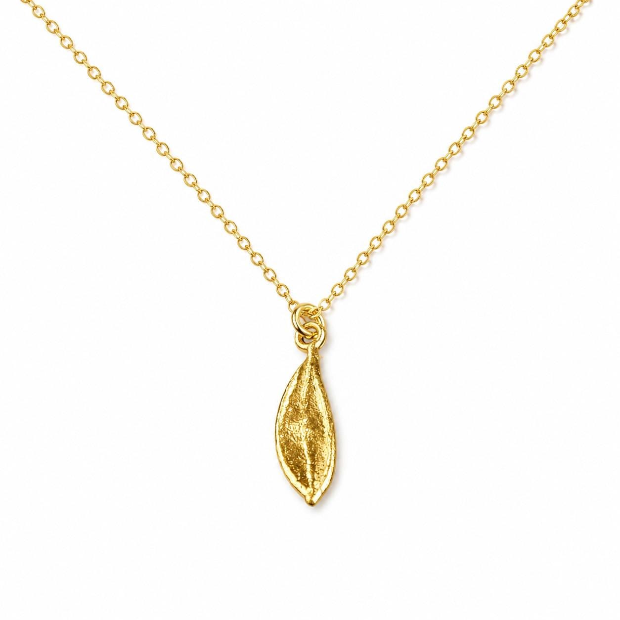 Minimalist Olive Leaf Gold Necklace, Handmade Nature-Inspired Jewelry, Organic Tree Pendant, Gift for Health & Luck, Sterling Silver 925